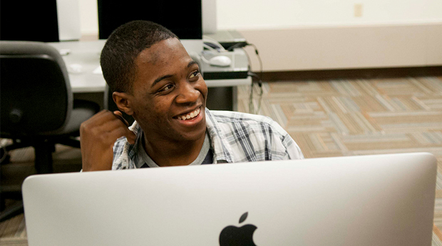 Student with his laptop